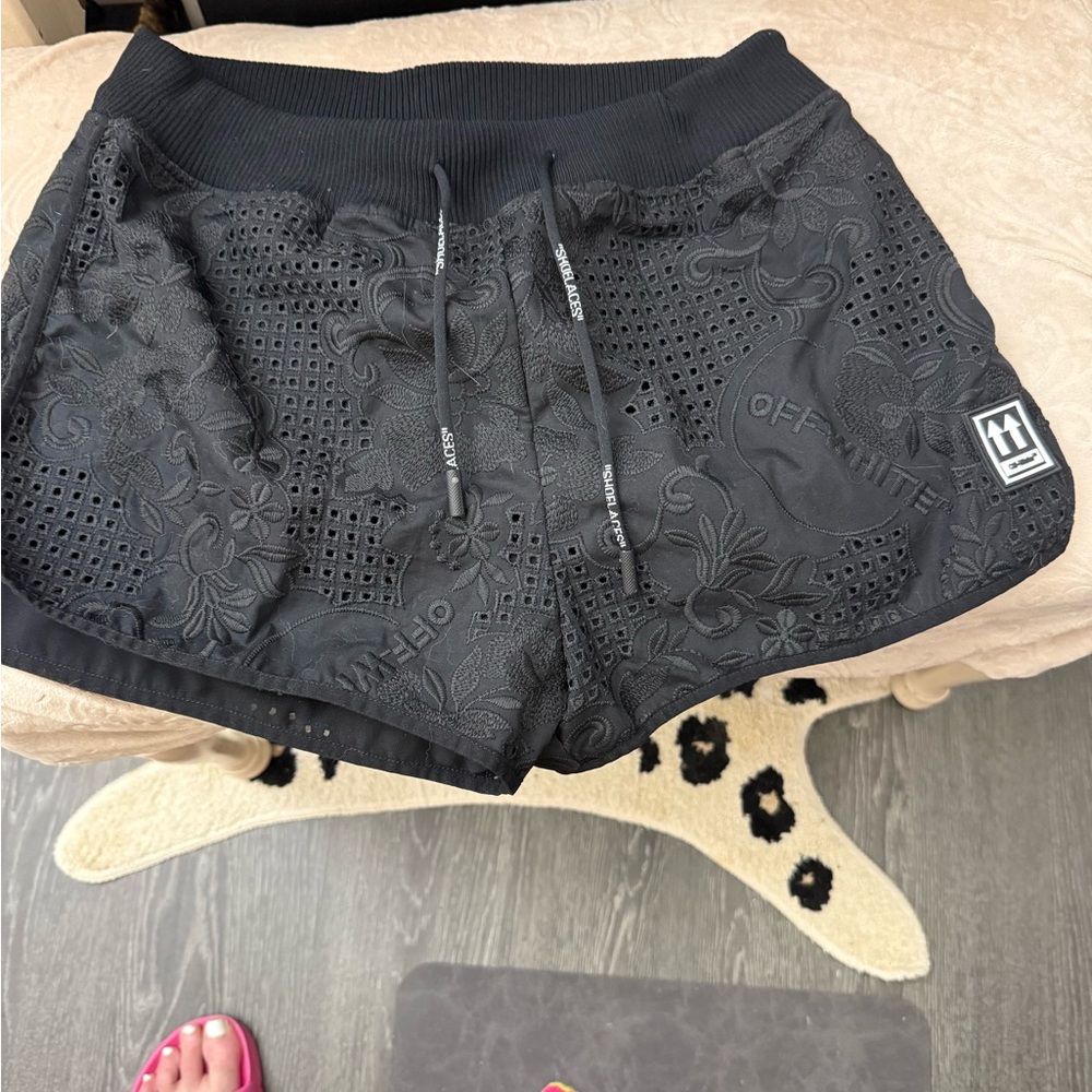 Off-White Black Floral Athletic Shorts